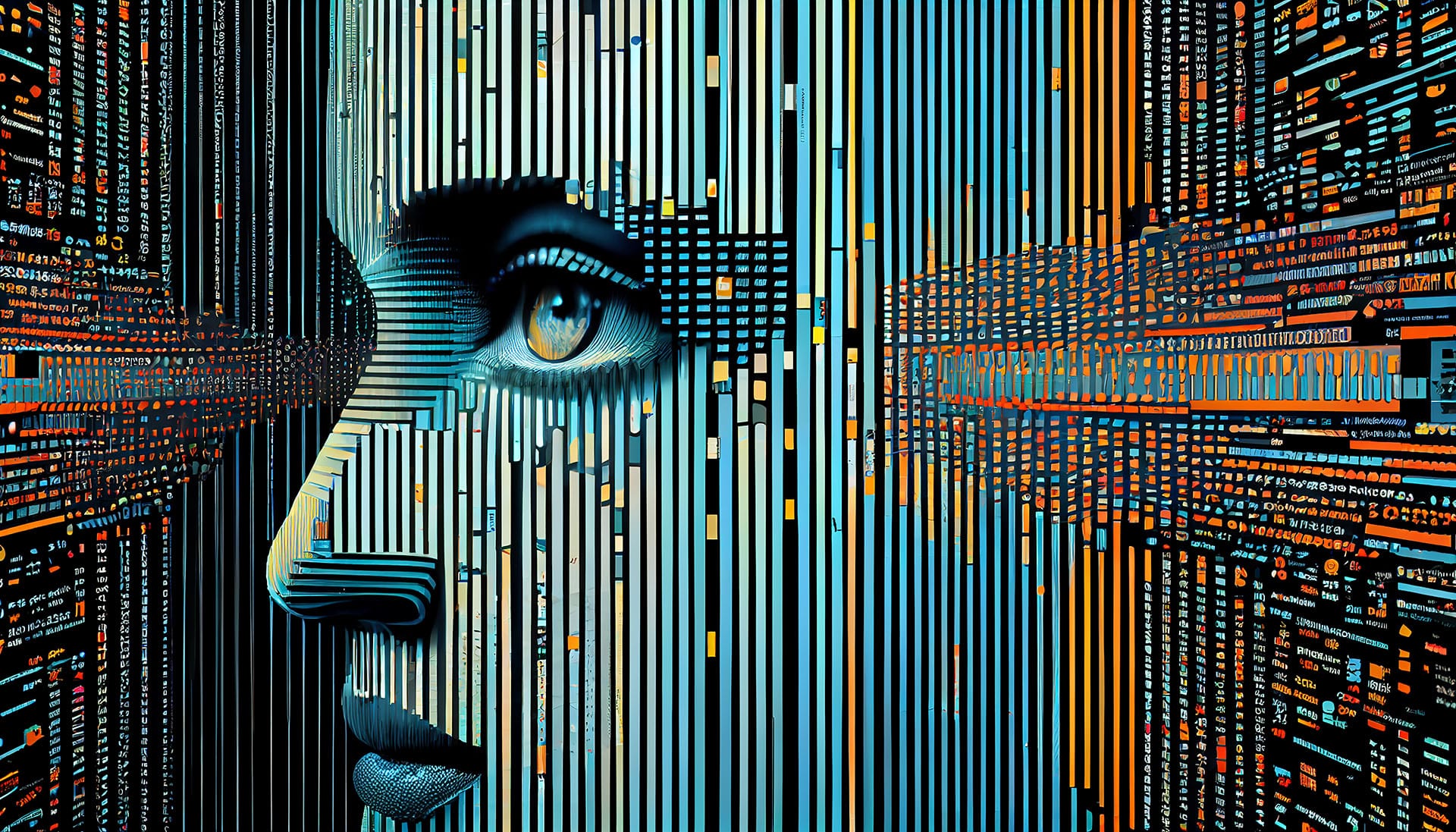 Futuristic Computer Graphic Glowing Human Face Generative Ai